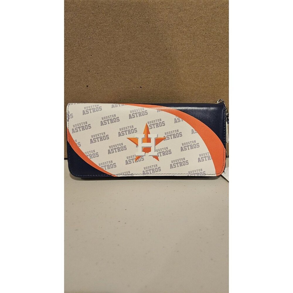 NEW Women's Houston Astros MLB Curve Zip Wallet Team Colors Wrist Purse, NWT